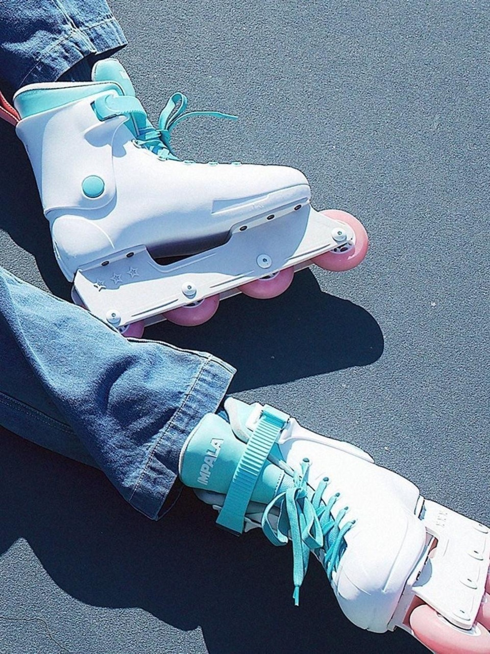 Impala White and Aqua Women's Retro Roller Skates